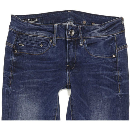 G-Star Midge Mid Women Blue Straight Slim Stretch Jeans W25 L32