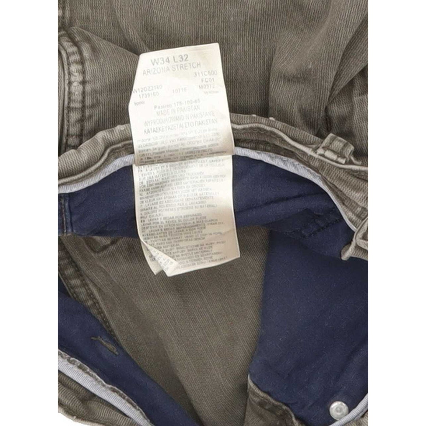Wrangler Arizona Men Grey Straight Regular Stretch Jeans W34 L31