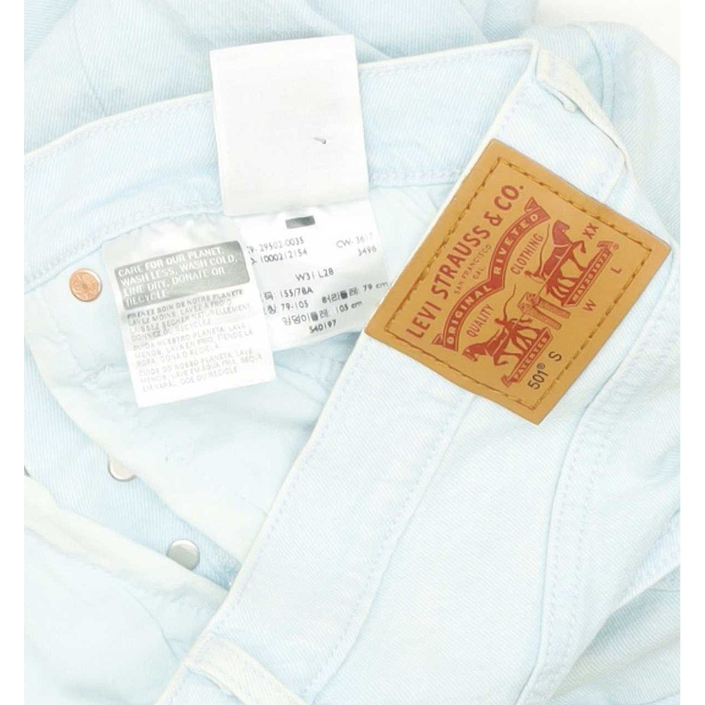 Levi's 502 Blue Tapered Slim Stretch Jeans High Waisted W31 L28