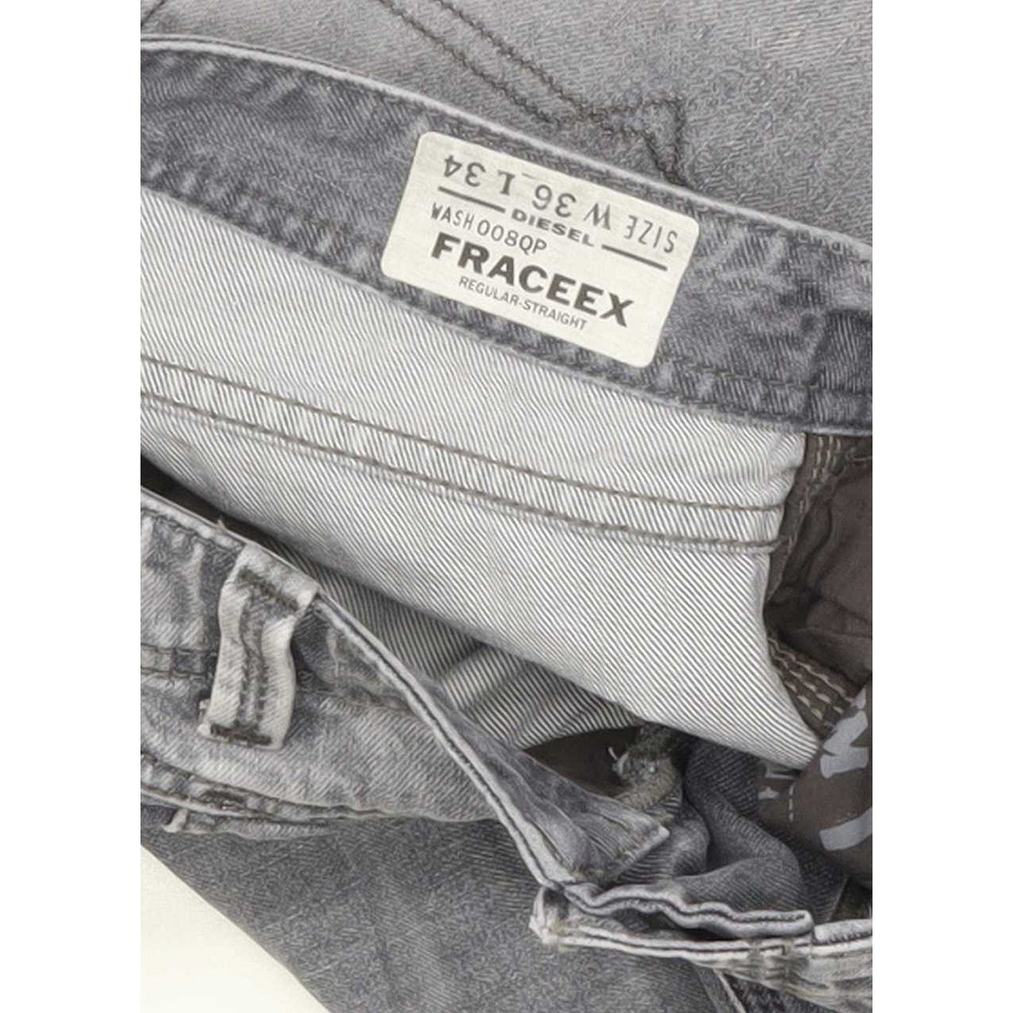 Diesel Fraceex 008QP Men Grey Straight Regular Jeans W36 L32