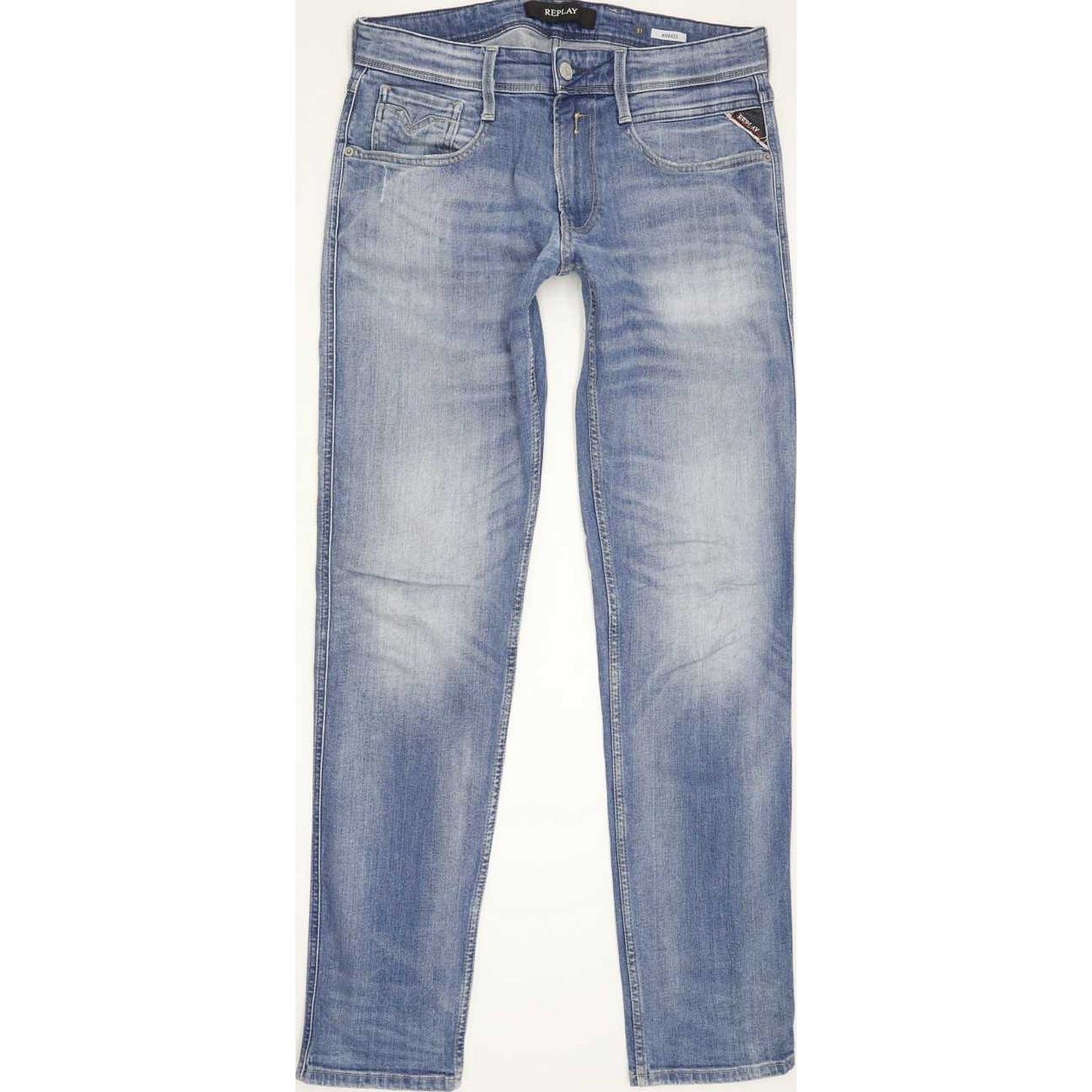 Replay Anabass Men Blue Straight Regular Stretch Jeans W31 L32