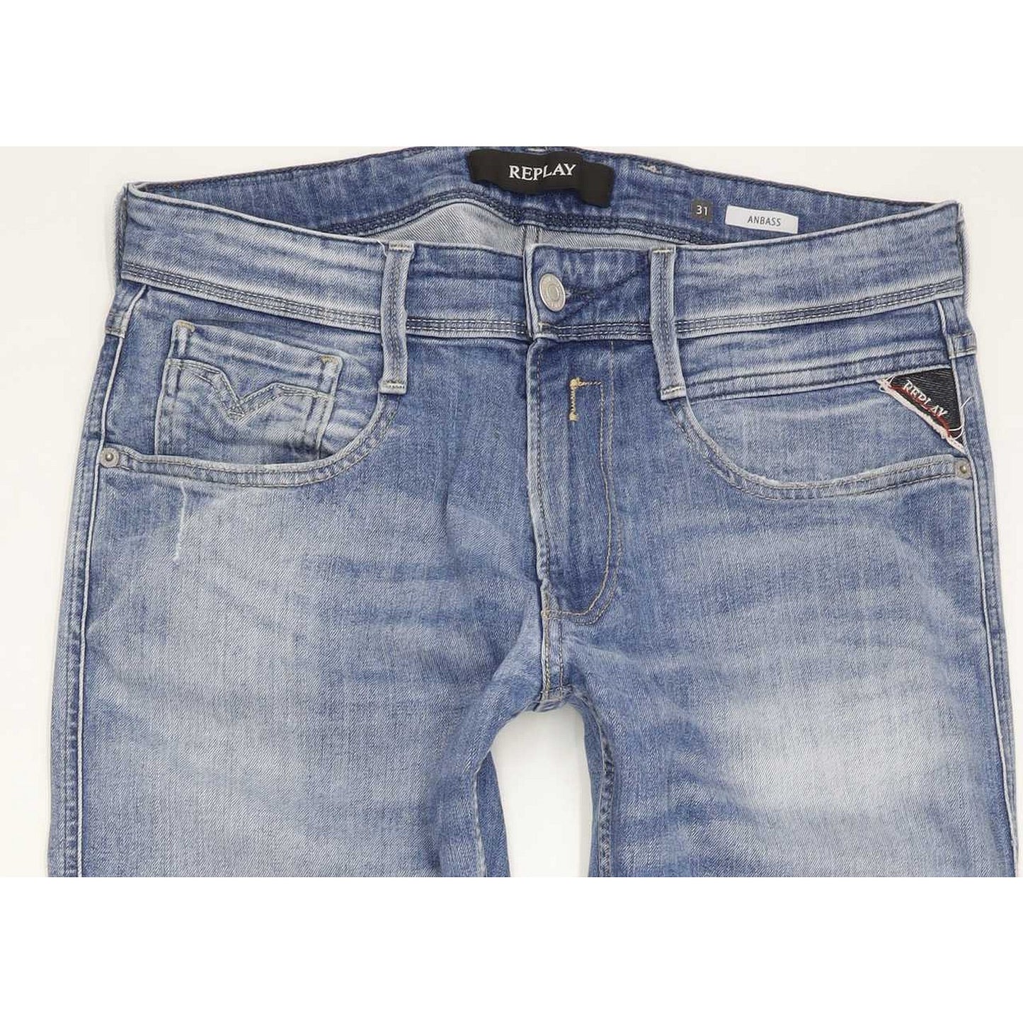 Replay Anabass Men Blue Straight Regular Stretch Jeans W31 L32