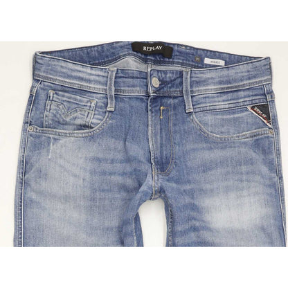 Replay Anabass Men Blue Straight Regular Stretch Jeans W31 L32
