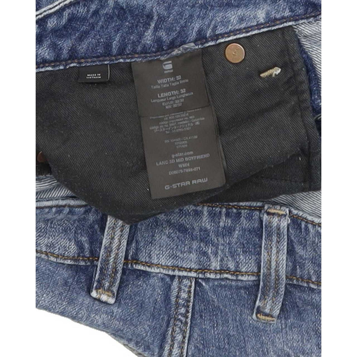 G-Star Lanc 3C Mid Women Blue Straight Loose Boyfriend Jeans W32 L32