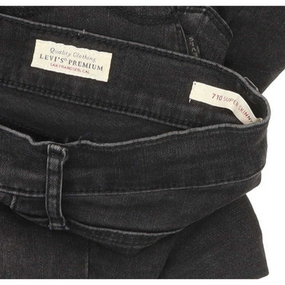 Levi's 710 Super Women Black Skinny Slim Stretch Jeans W26 L29