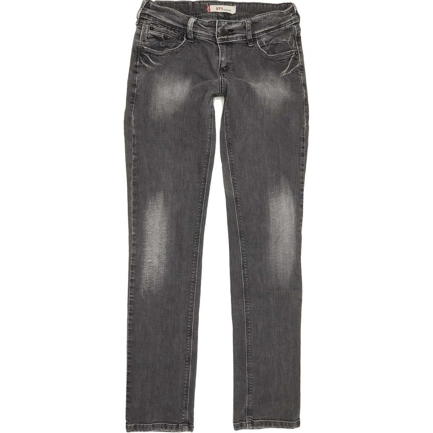 Levi's 571 Women Grey Straight Slim Stretch Jeans W28 L31