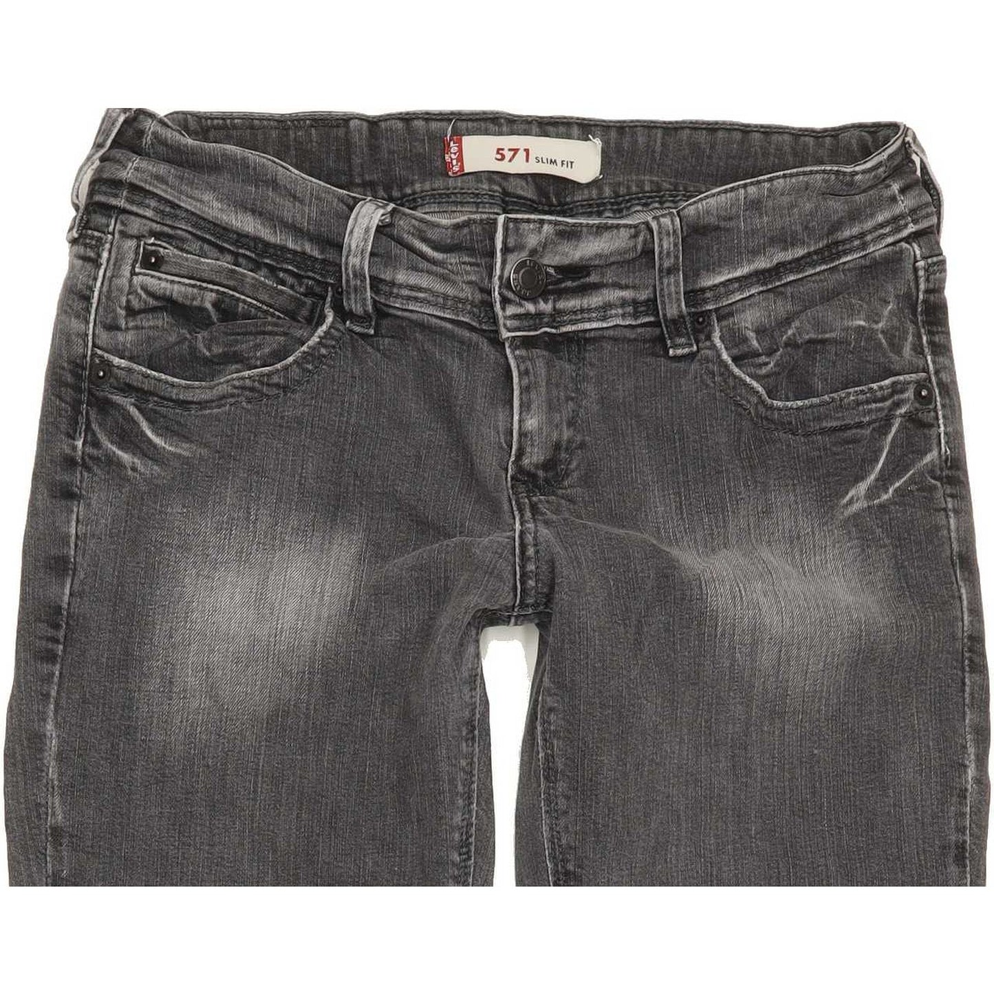 Levi's 571 Women Grey Straight Slim Stretch Jeans W28 L31