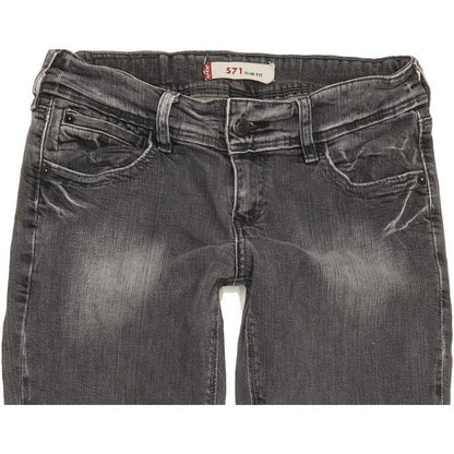 Levi's 571 Women Grey Straight Slim Stretch Jeans W28 L31