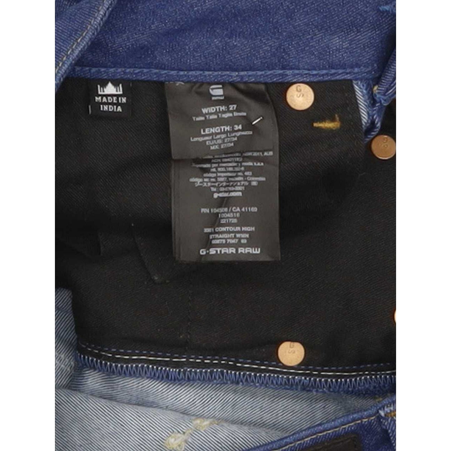 G-Star 3301 Contour High Women Blue Straight Regular Stretch Jeans W27 L28