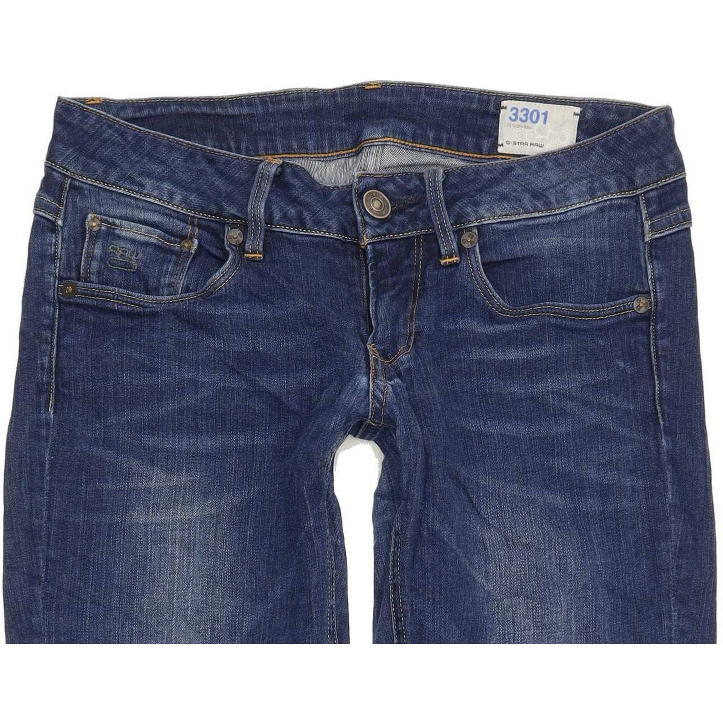 G-Star 3301 Women Blue Straight Slim Stretch Jeans W28 L28
