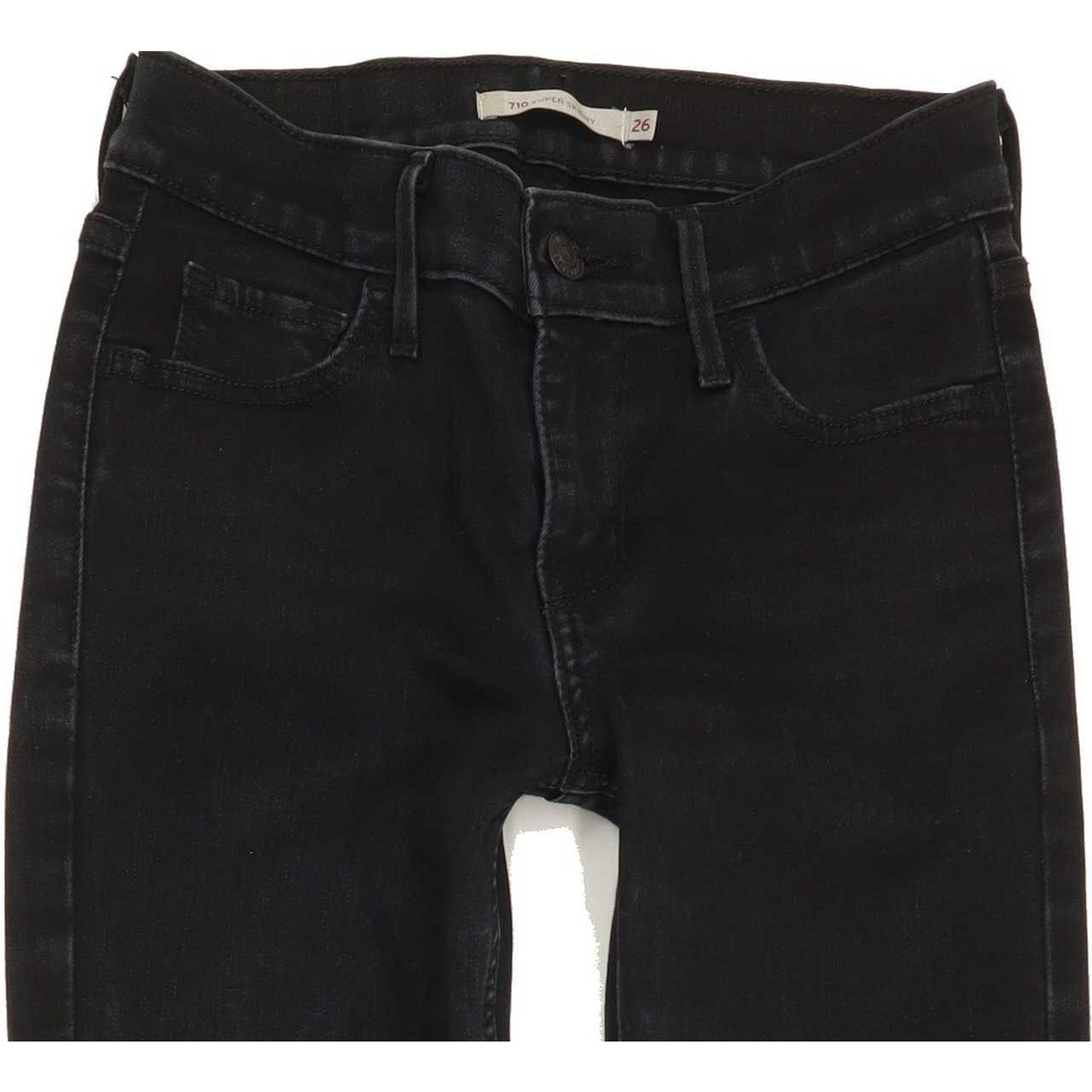 Levi's 710 Super Women Black Skinny Slim Stretch Jeans W26 L32