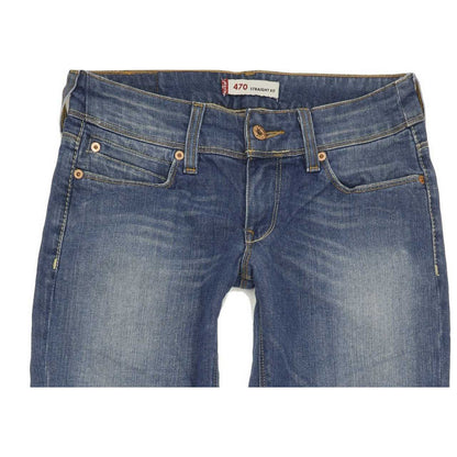 Levi's 470 Women Blue Straight Slim Stretch Jeans W29 L34