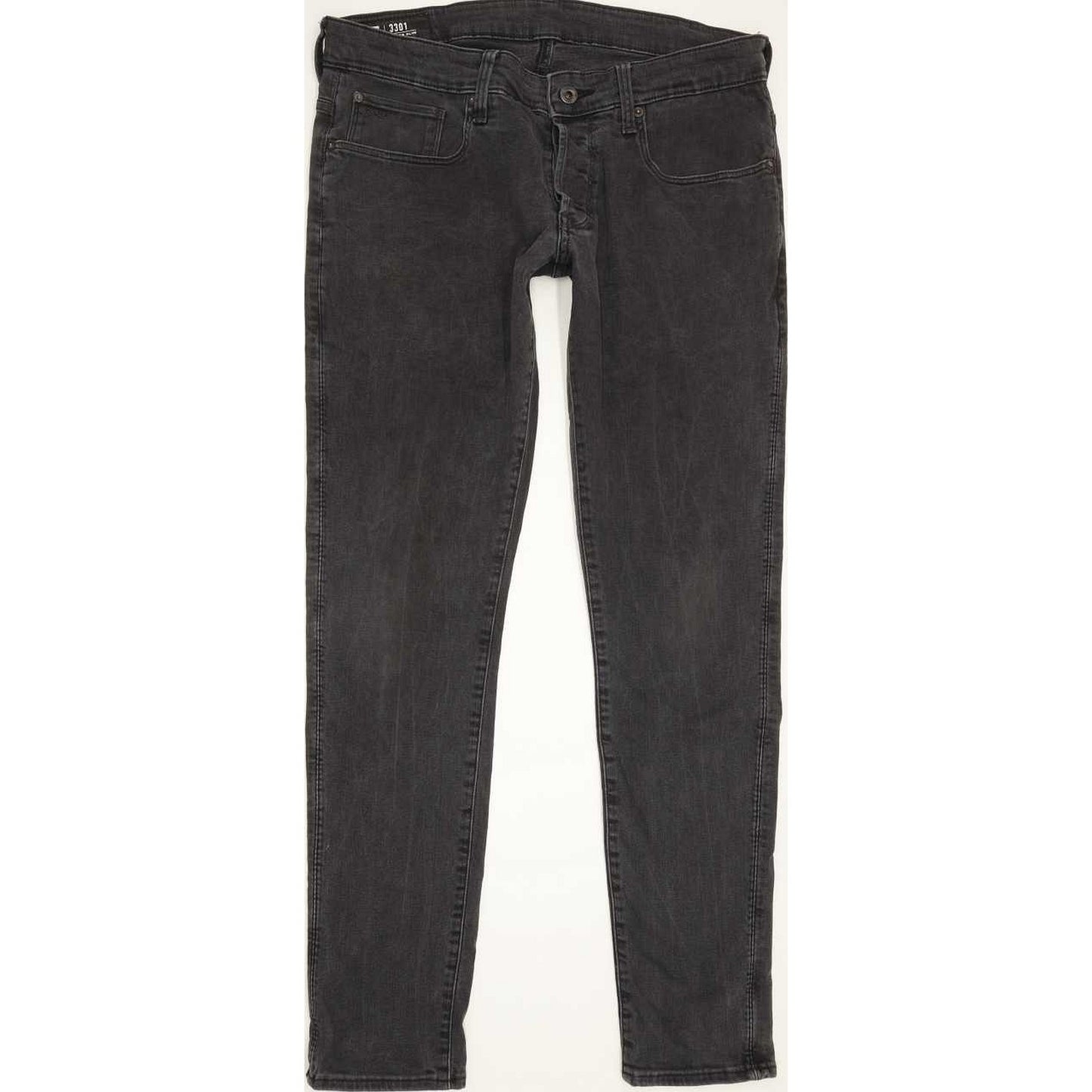 G-Star 3301-A Super Men Charcoal Straight Slim Stretch Jeans W33 L31