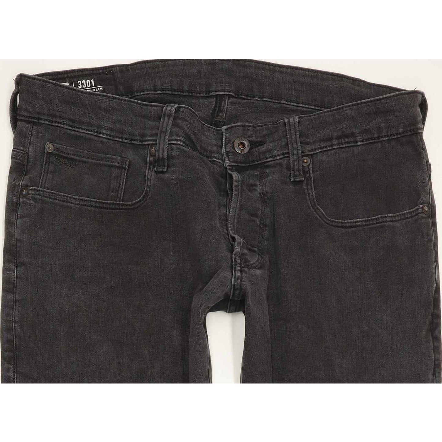 G-Star 3301-A Super Men Charcoal Straight Slim Stretch Jeans W33 L31