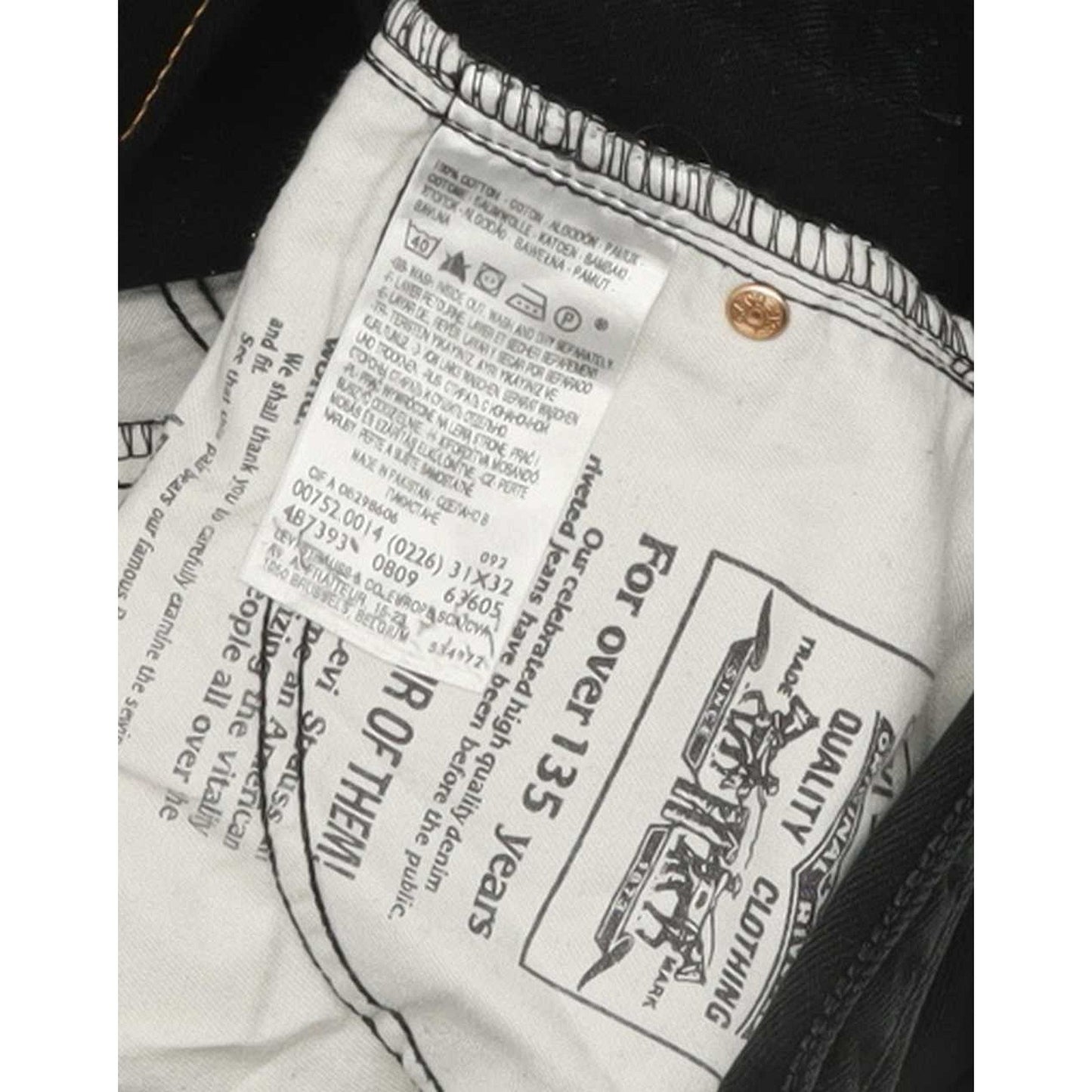 Levi's 752 Men Black Straight Regular Jeans W31 L32