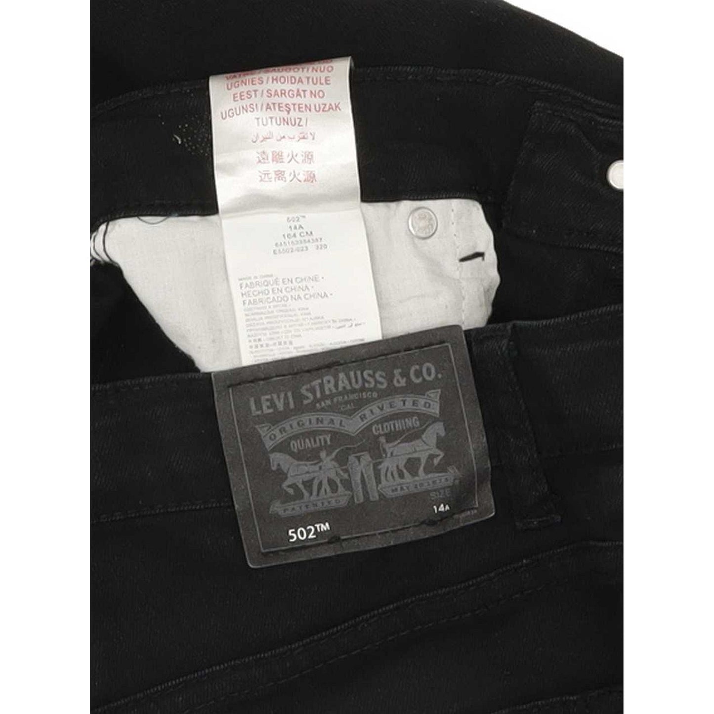 Levi's 502 Kids Black Tapered Regular Stretch Jeans W26 L28