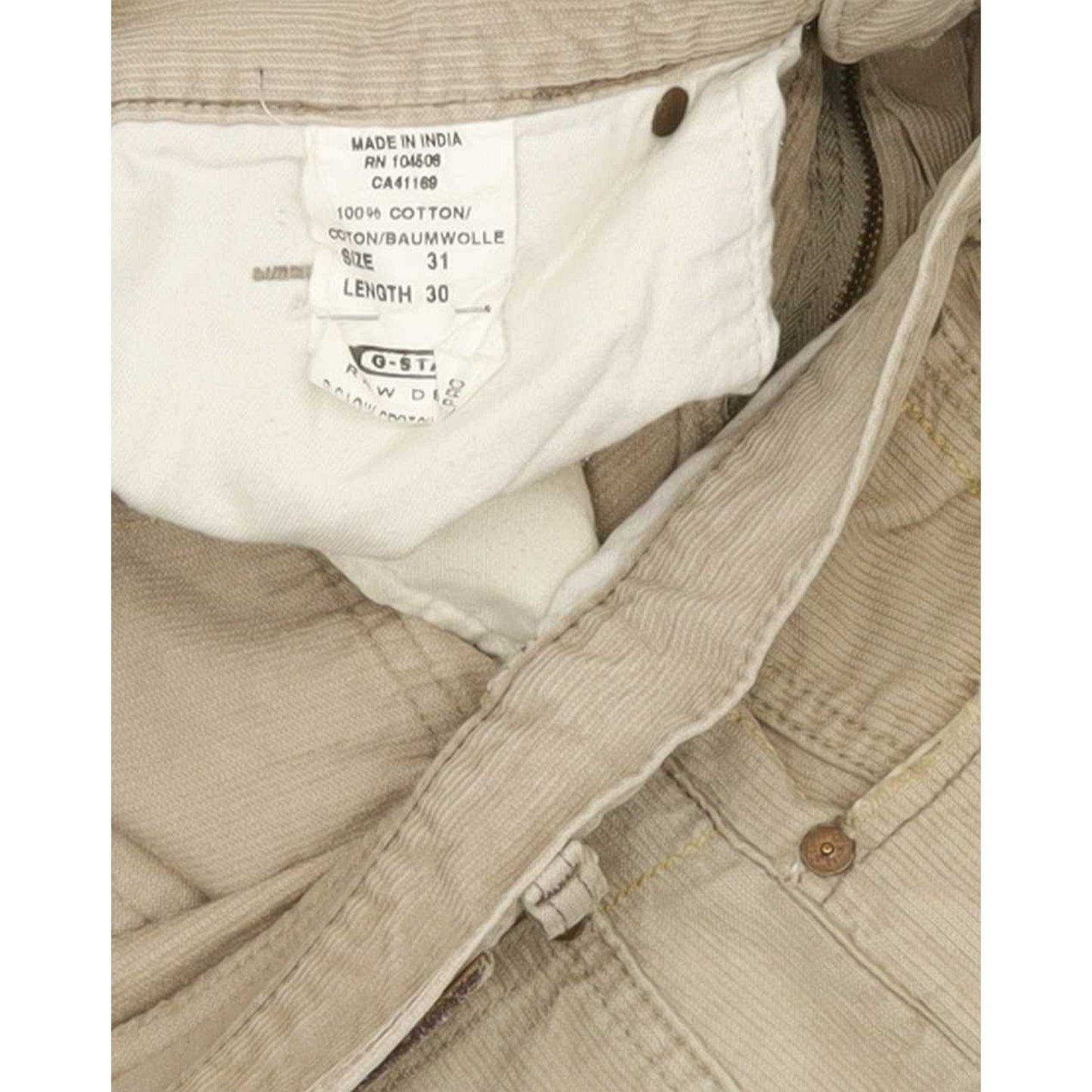 G-Star S.C. Low Crotch Repro Men Beige Straight Regular Trousers W31 L28