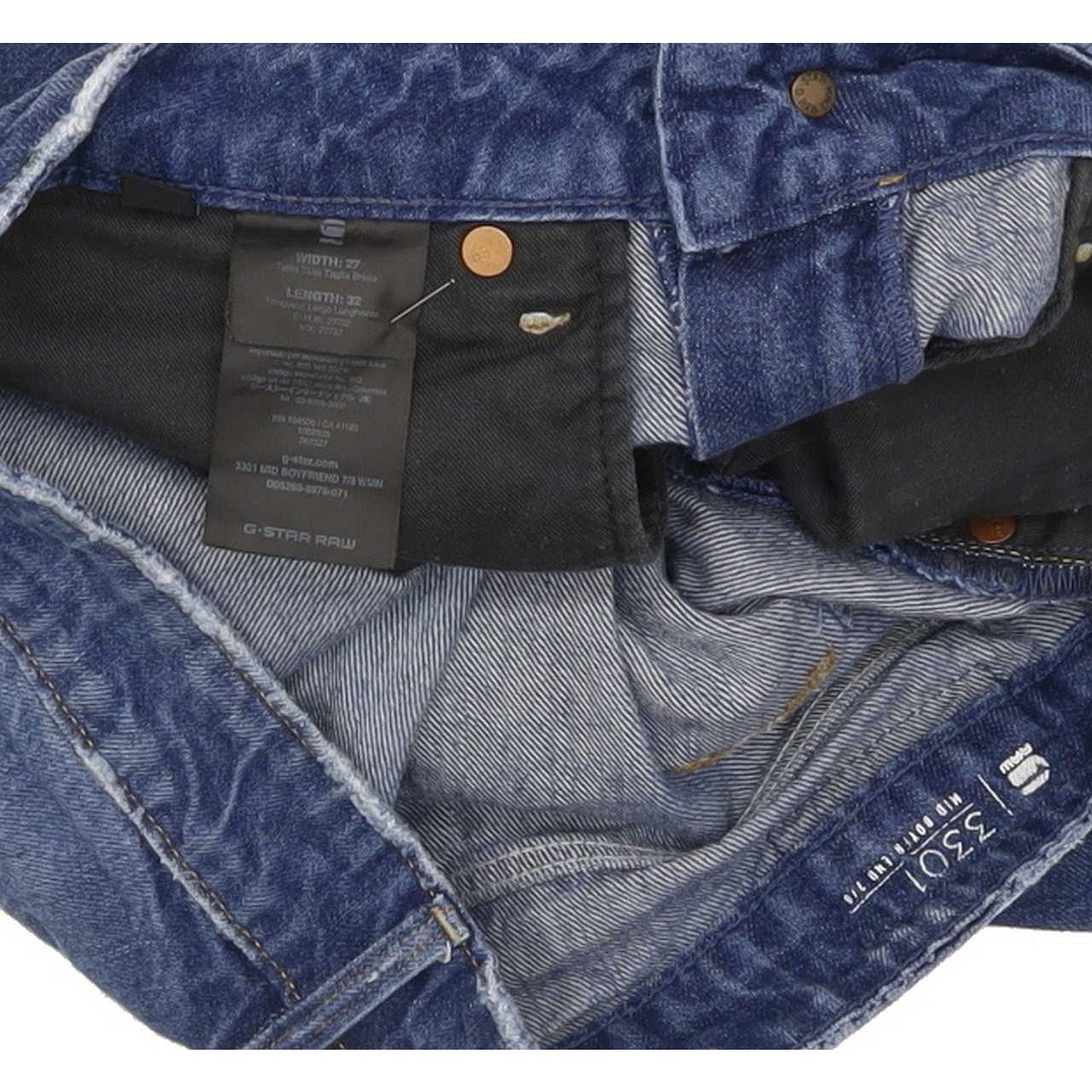 G-Star 3301 Mid Women Blue  Loose Boyfriend Stretch Jeans W27 L32