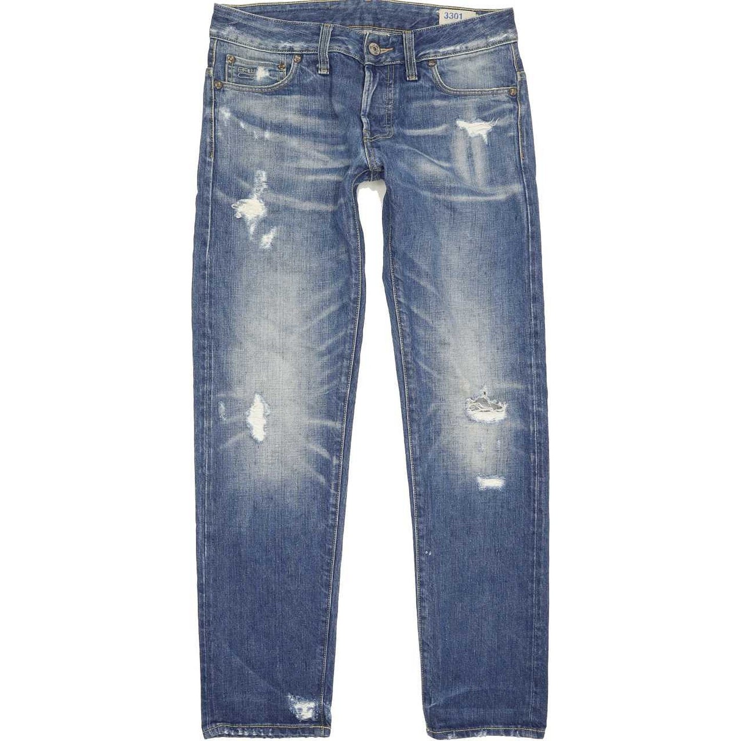 G-Star 3301 Low Men Blue Tapered Slim Jeans W29 L30