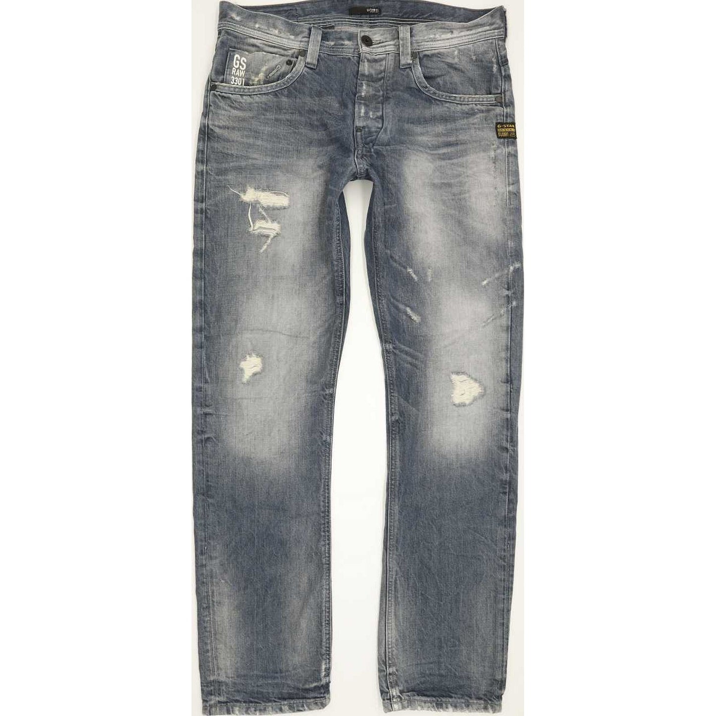 G-Star Attacc Men Blue Straight Regular Jeans W33 L32