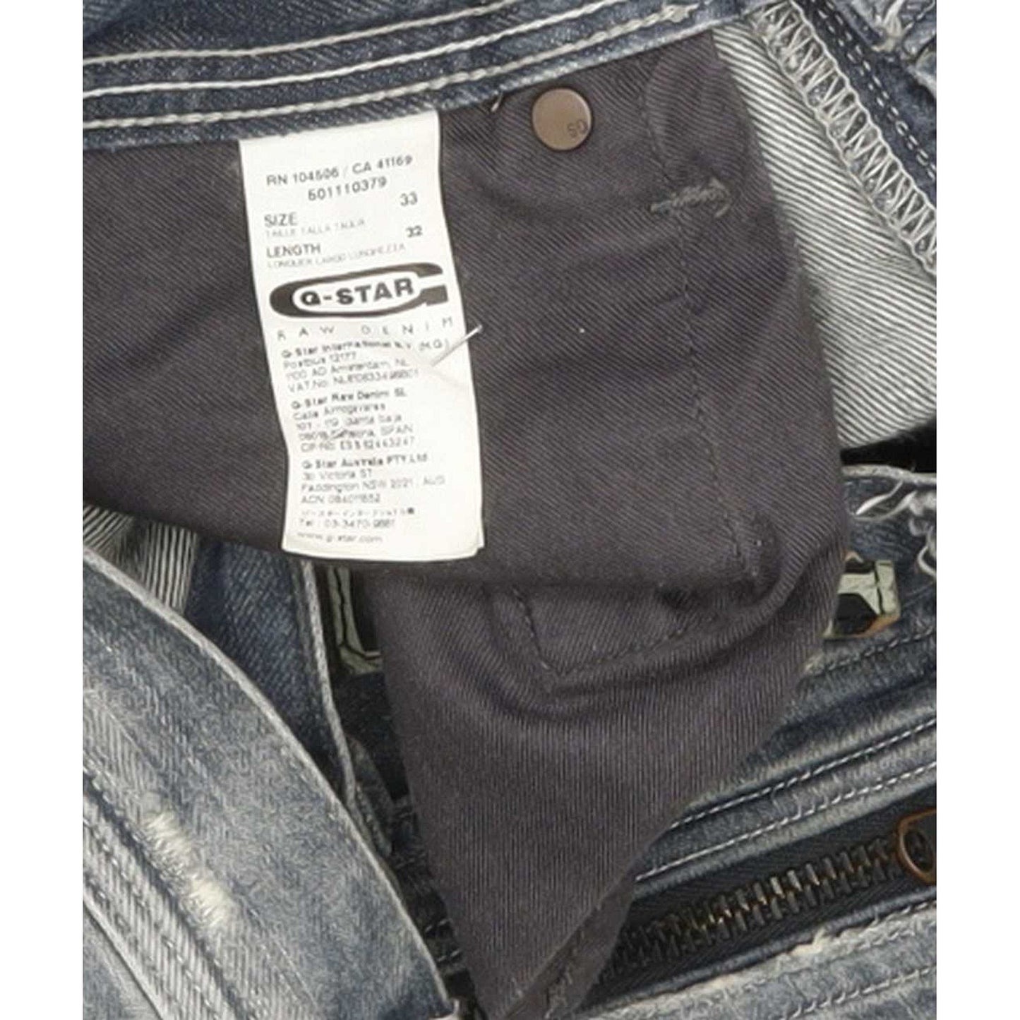 G-Star Attacc Men Blue Straight Regular Jeans W33 L32