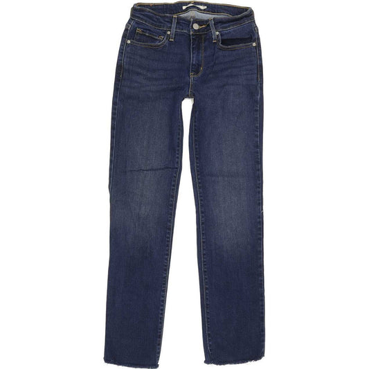 Levi's 714 Women Blue Straight Slim Stretch Jeans W25 L27