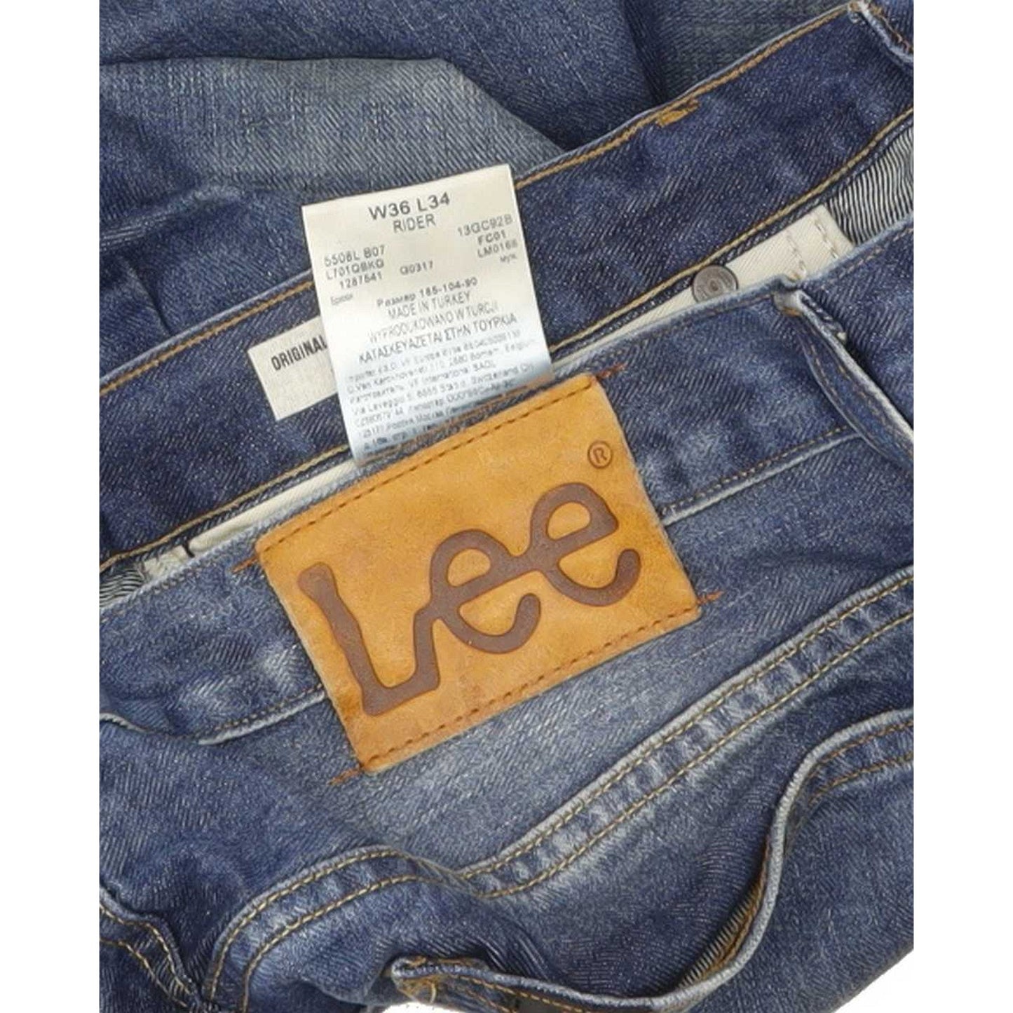 Lee Rider Men Blue Straight Regular Jeans W36 L34