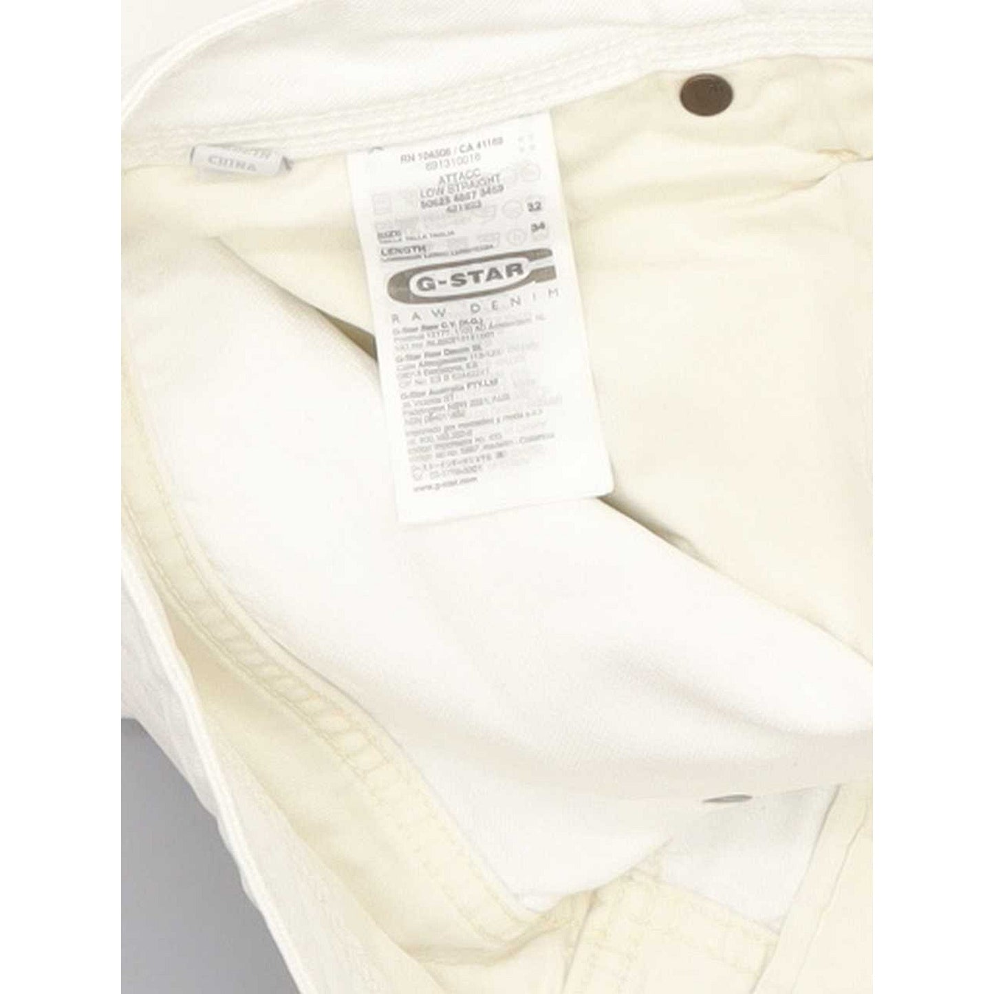 G-Star Attacc Men White Straight Slim Jeans W32 L31