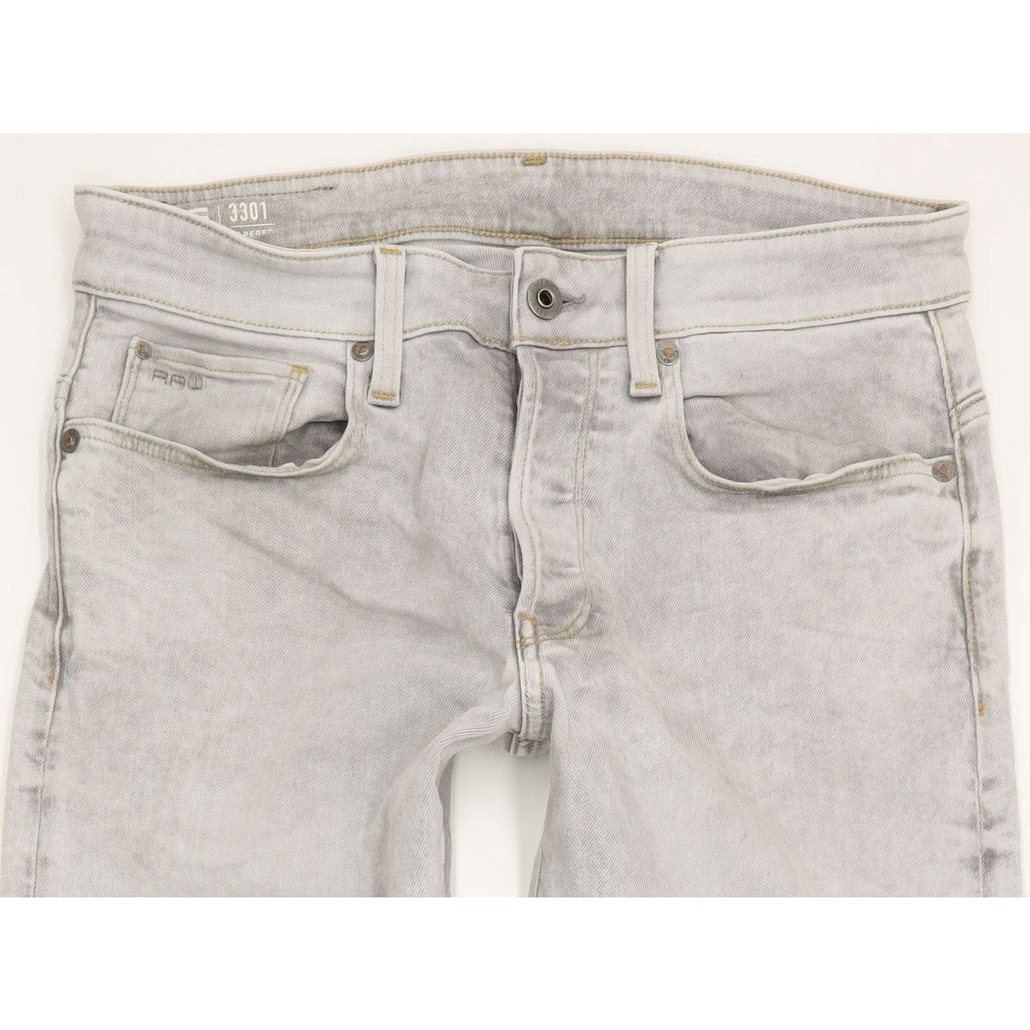G-Star 3301 Men Grey Tapered Regular Stretch Jeans W30 L32