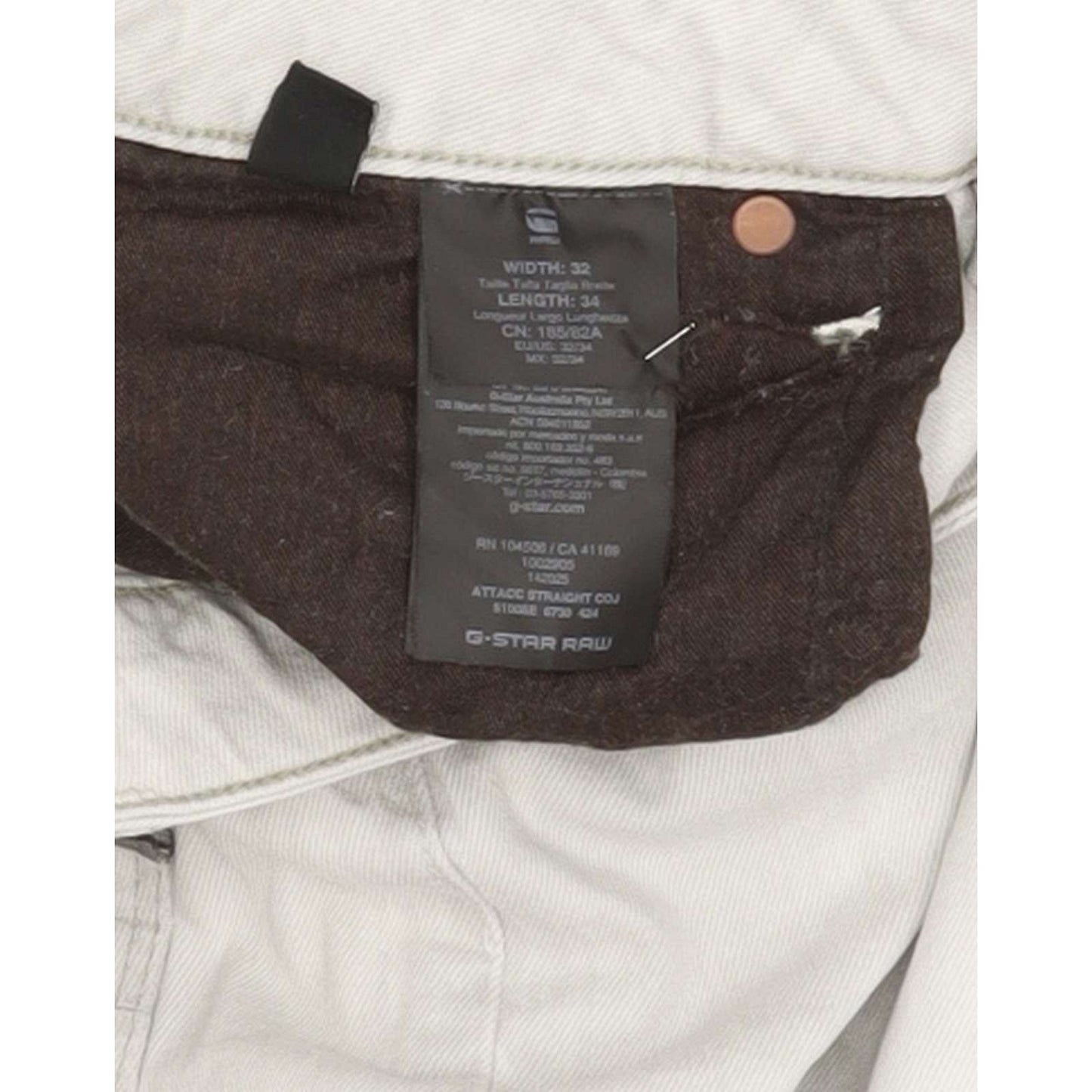 G-Star Attacc Men Grey Straight Regular Stretch Jeans W32 L32