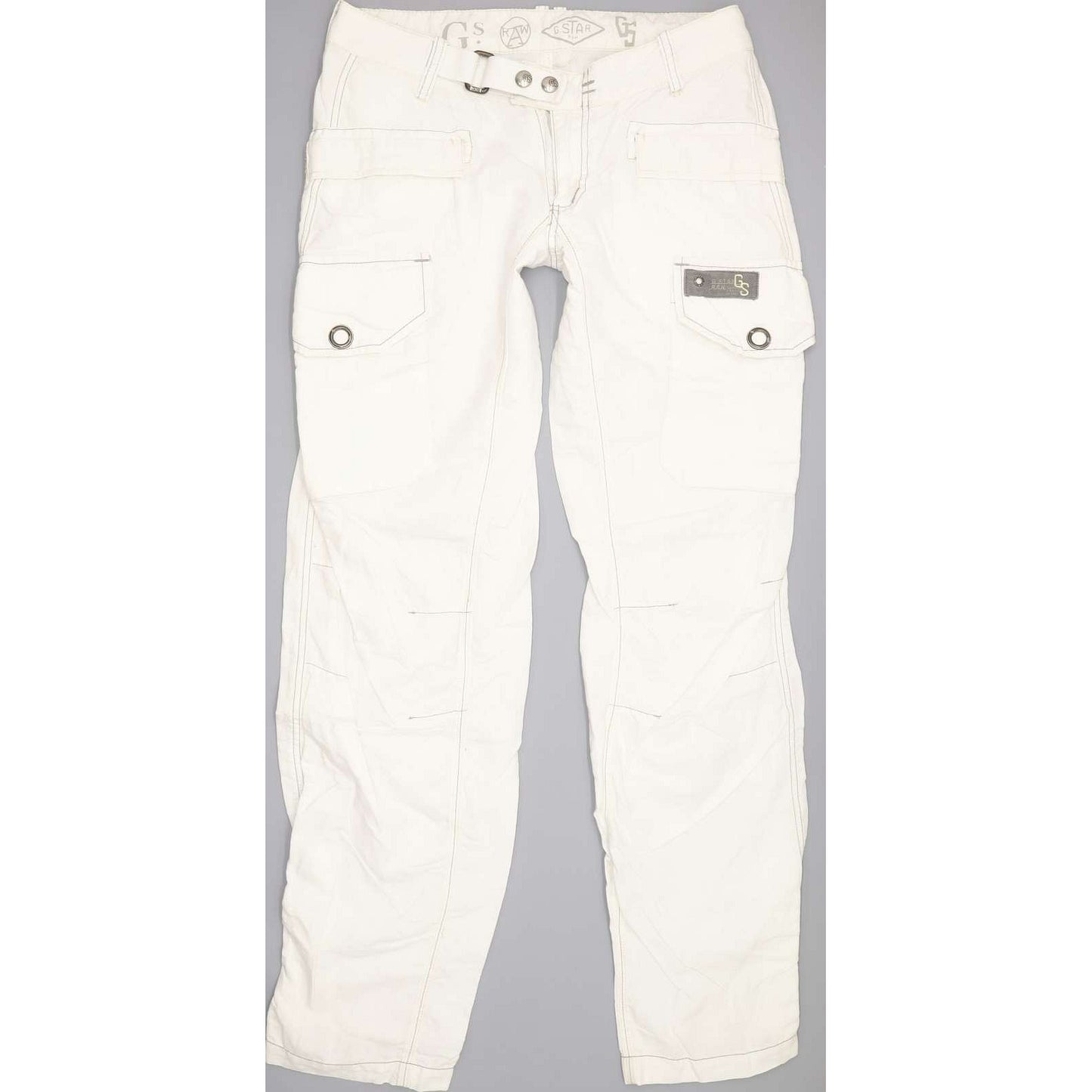 G-Star Fleet Women Off White Straight Slim Trousers W30 L34