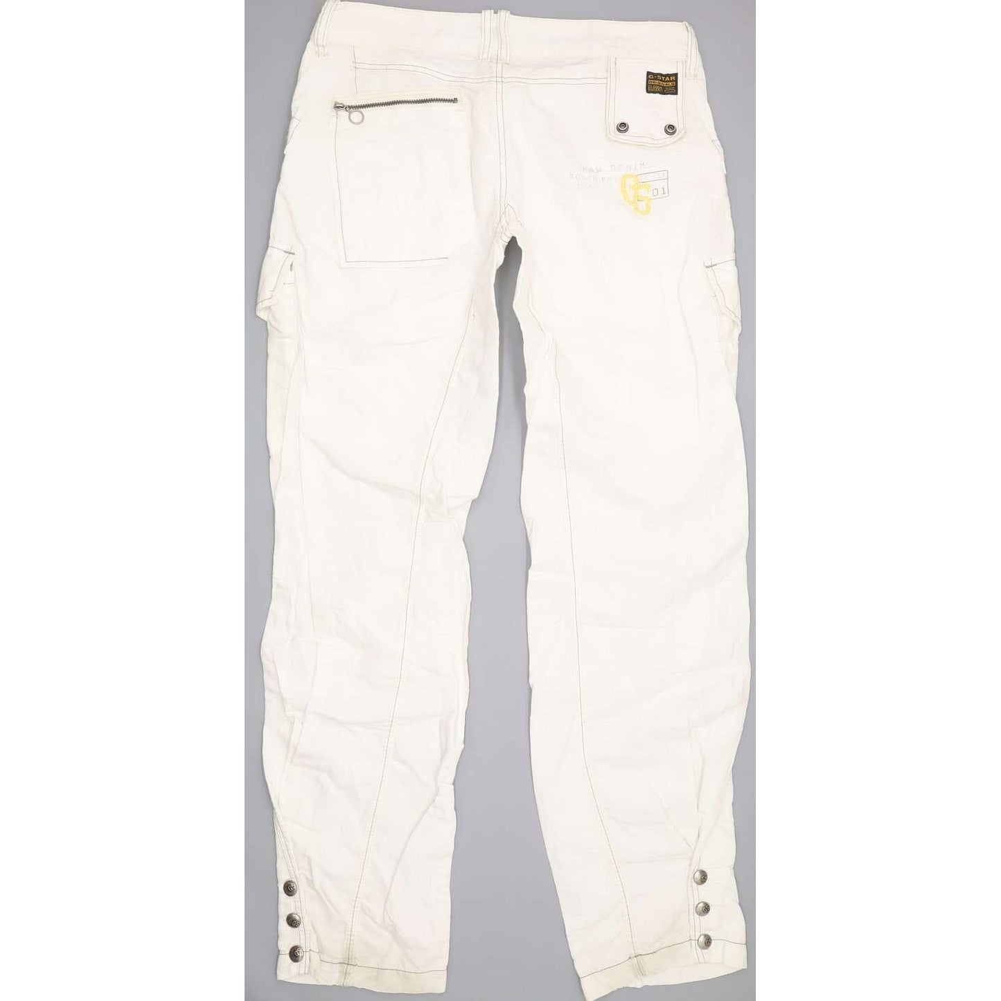 G-Star Fleet Women Off White Straight Slim Trousers W30 L34