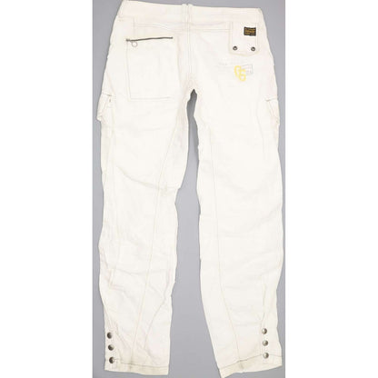 G-Star Fleet Women Off White Straight Slim Trousers W30 L34