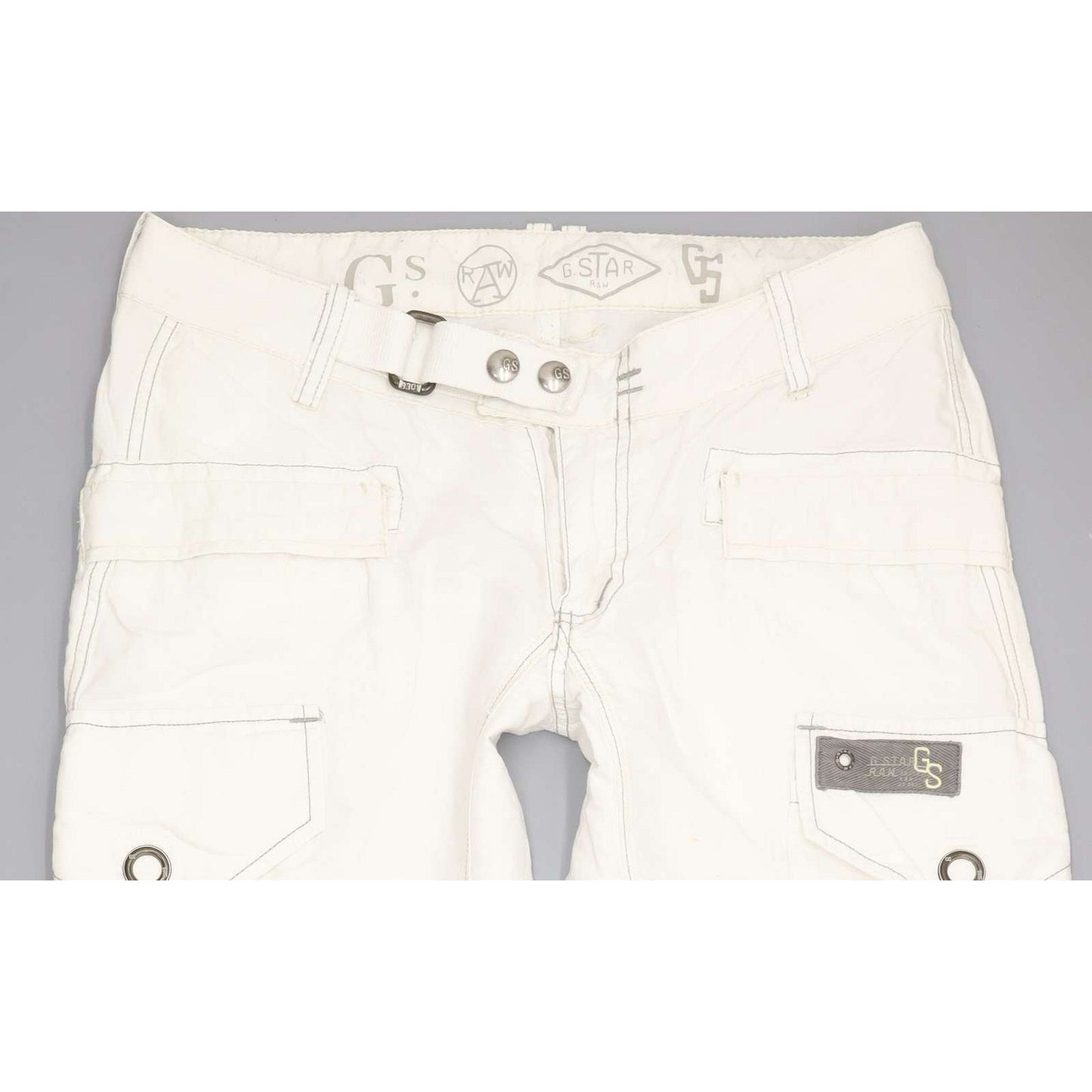 G-Star Fleet Women Off White Straight Slim Trousers W30 L34