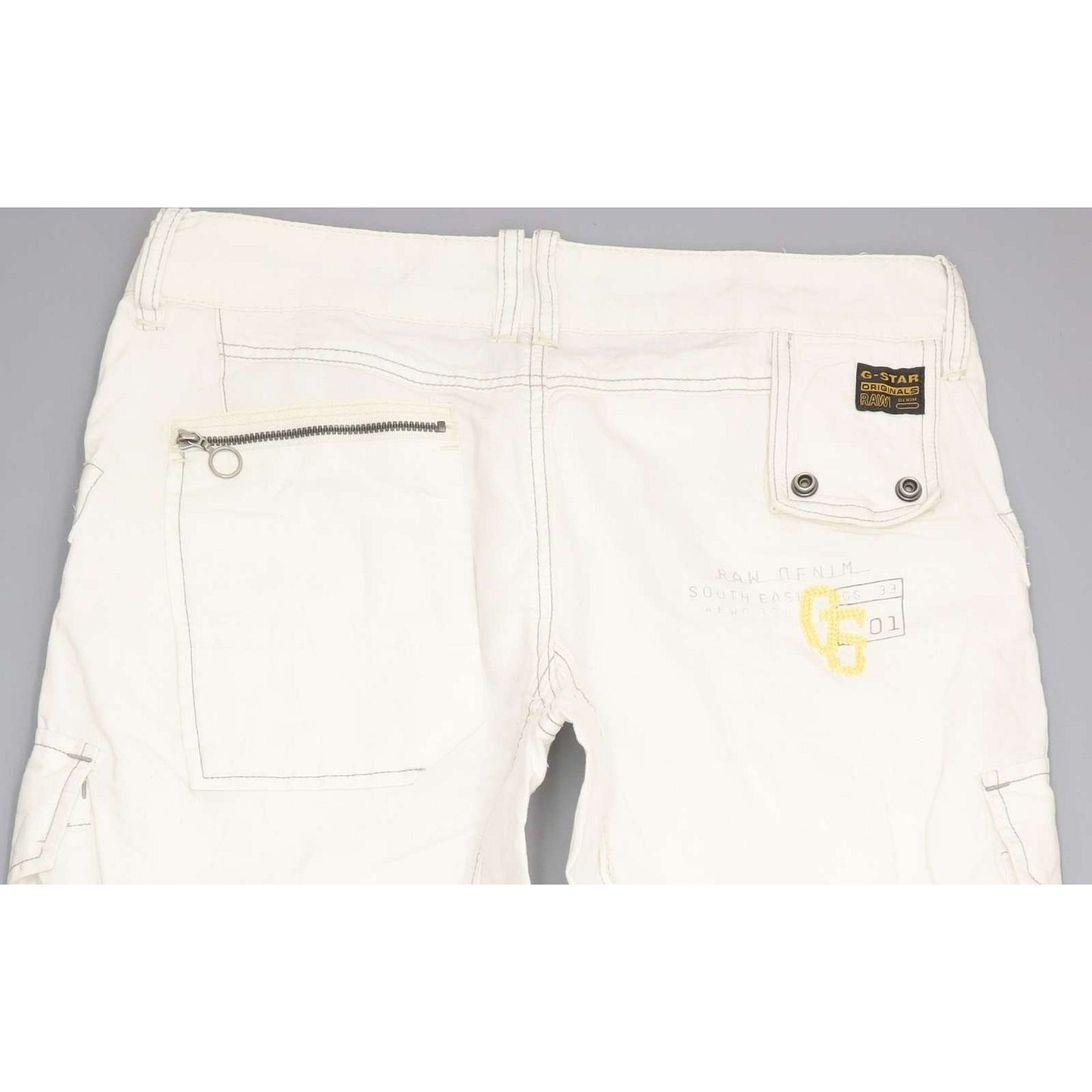 G-Star Fleet Women Off White Straight Slim Trousers W30 L34