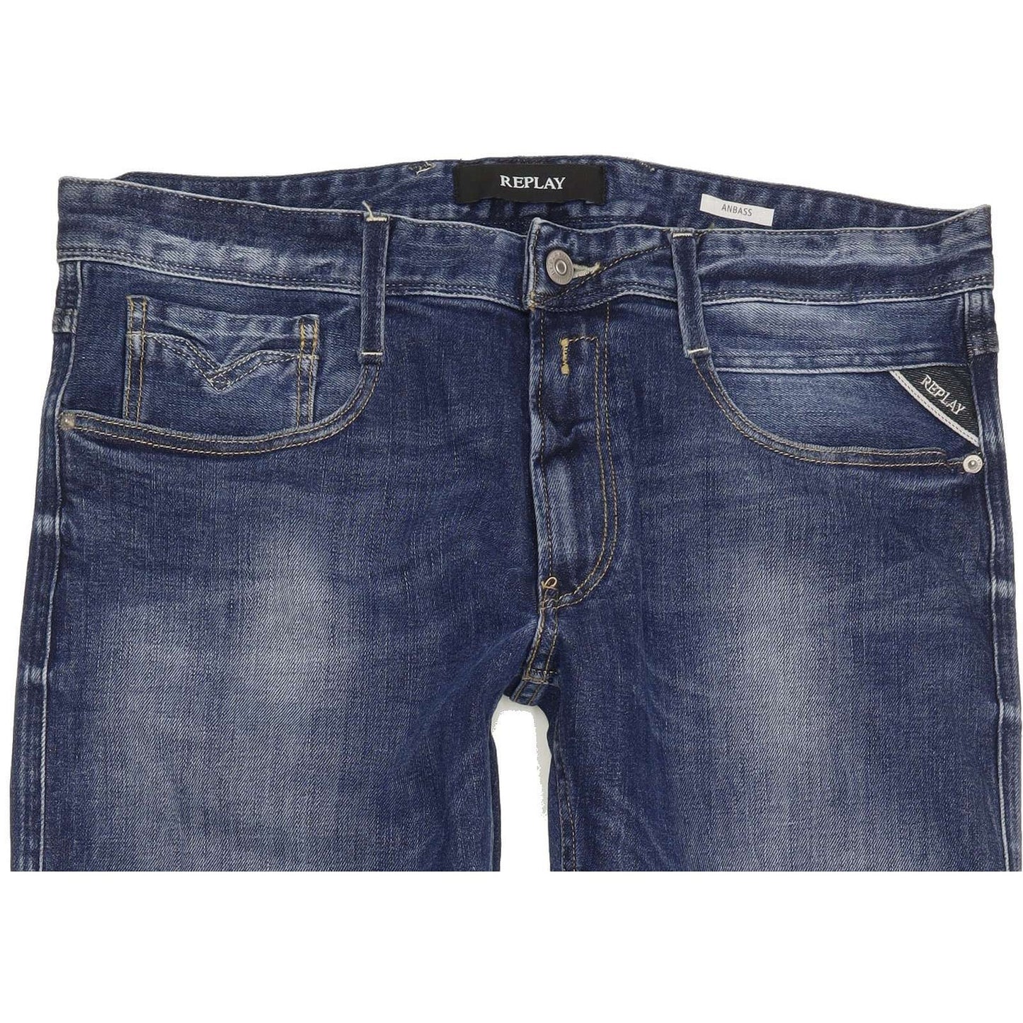 Replay Anabass Men Blue Straight Regular Jeans W36 L31