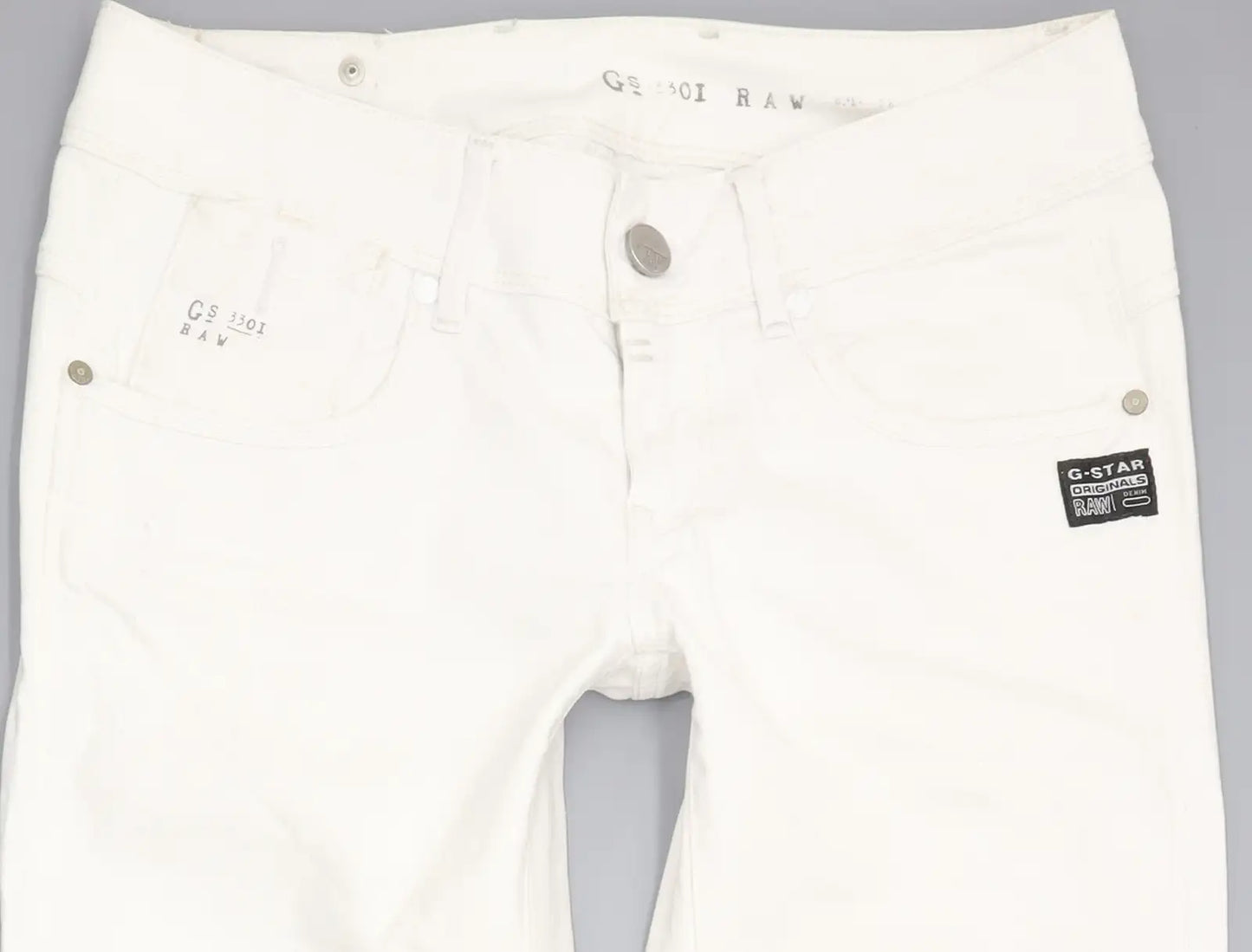 G-Star 3301 Women White Straight Slim Jeans W28 L28