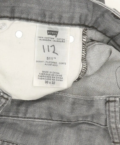 Levi's 511 Men Grey Straight Slim Jeans W30 L32