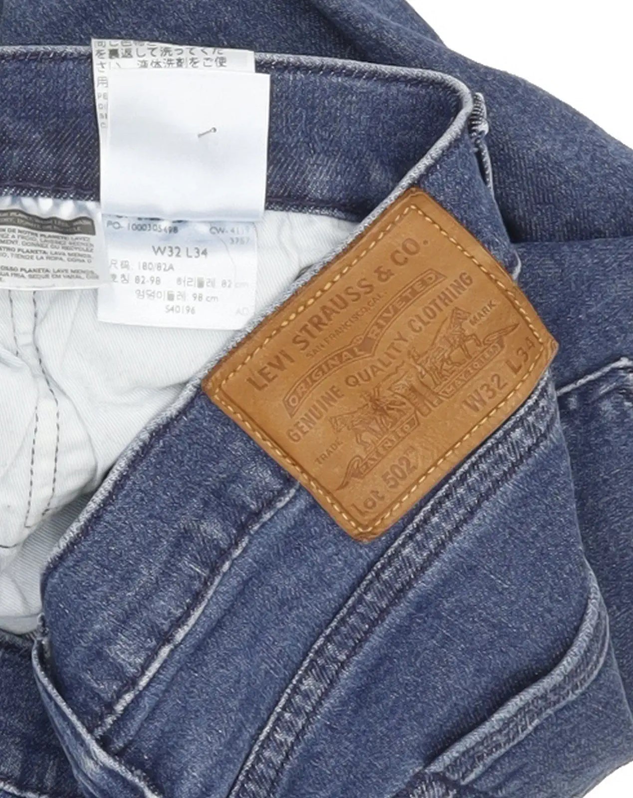 Levi's 502 Men Blue Tapered Regular Stretch Jeans W32 L32