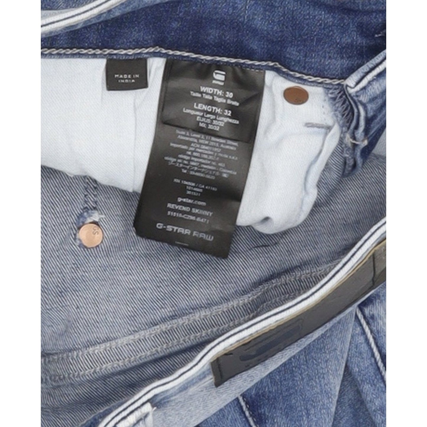 G-Star Revend Men Blue Skinny Slim Stretch Jeans W30 L32