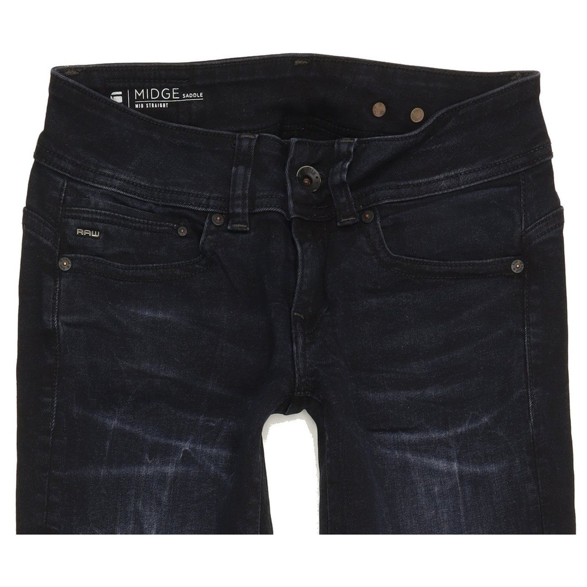 G-Star Midle Saddle Women Navy Straight Slim Stretch Jeans W27 L32