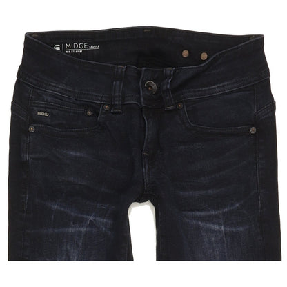 G-Star Midle Saddle Women Navy Straight Slim Stretch Jeans W27 L32