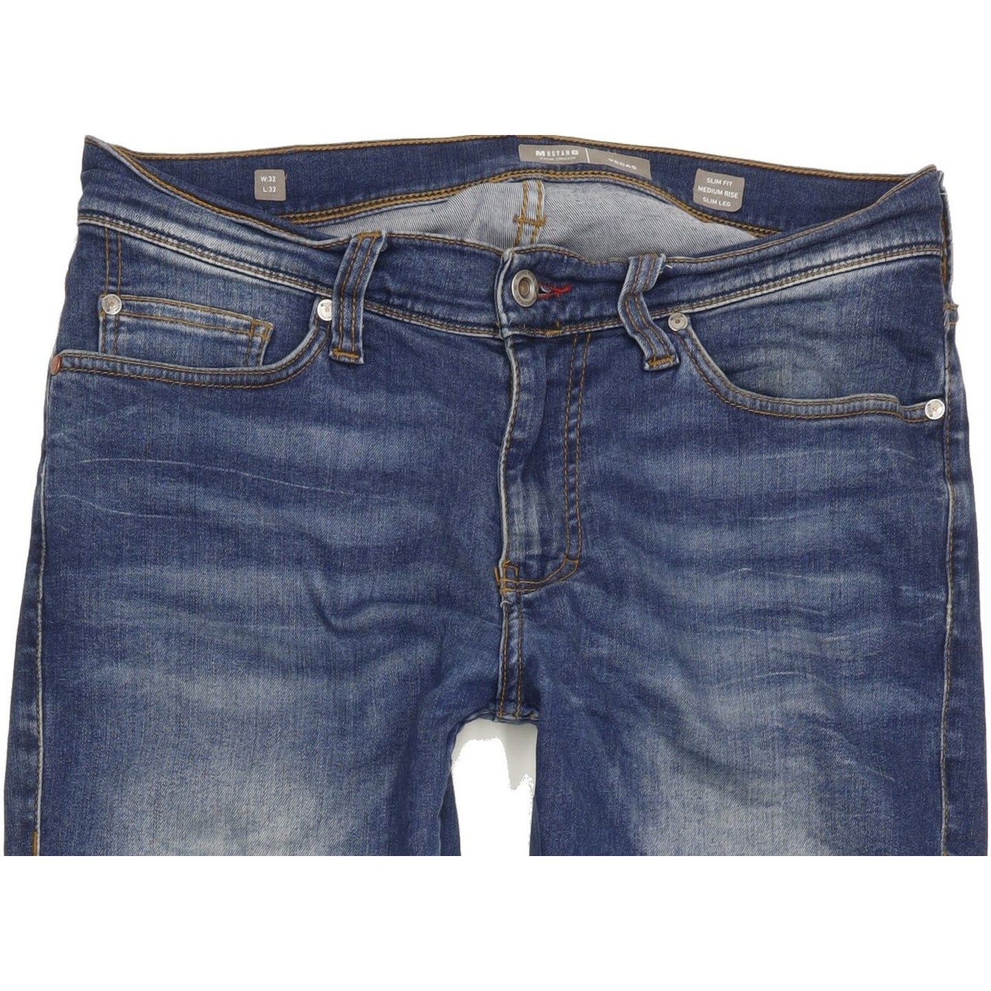 Mustang Vegas Men Blue Tapered Slim Stretch Jeans W32 L31