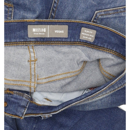 Mustang Vegas Men Blue Tapered Slim Stretch Jeans W32 L31