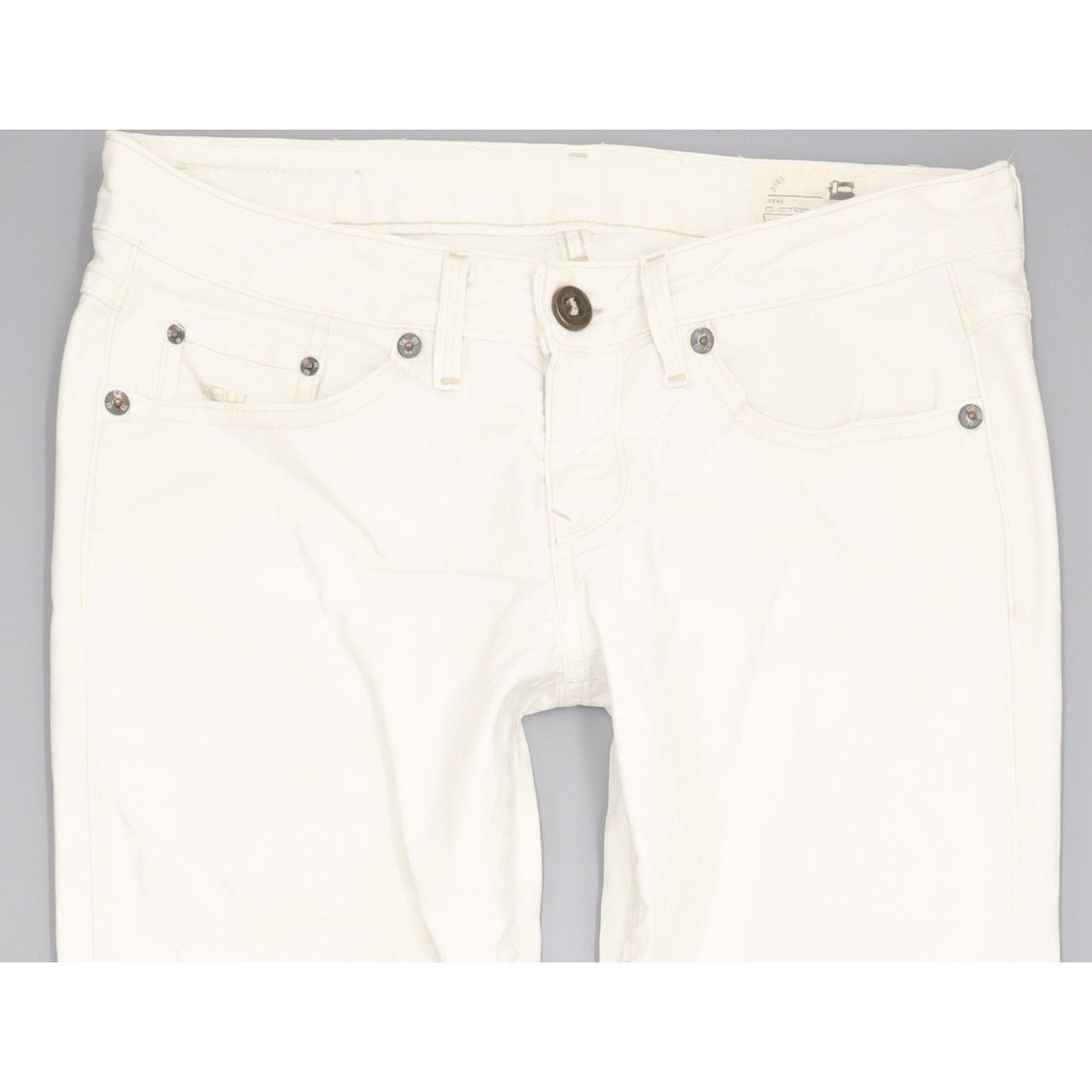 G-Star 3301 Women White Straight Slim Stretch Jeans W29 L30