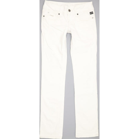 G-Star Ford Women White Straight Slim Stretch Jeans W28 L34