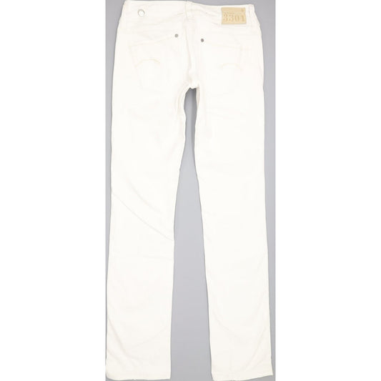 G-Star Ford Women White Straight Slim Stretch Jeans W28 L34