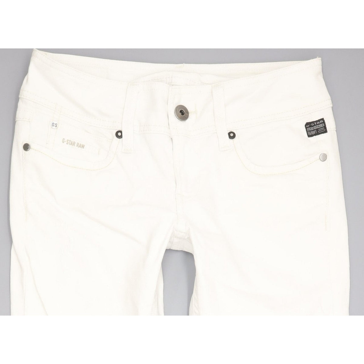 G-Star Ford Women White Straight Slim Stretch Jeans W28 L34