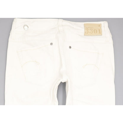 G-Star Ford Women White Straight Slim Stretch Jeans W28 L34