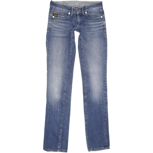 G-Star Women Blue Straight Slim Stretch Jeans W27 L34
